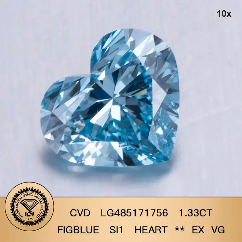 Heart Shaped Blue 1.33ct Lab Grown Diamond With IGI Certificate LG485171756