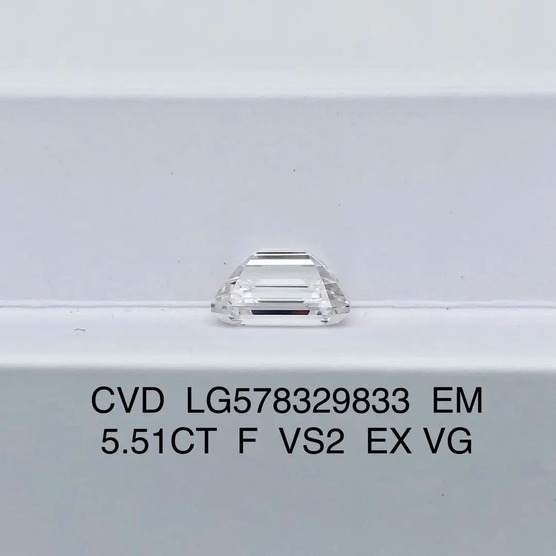 Emerald Cut 5.5ct F VS2 CVD Lab Grown Diamond IGI Certificate LG578329833