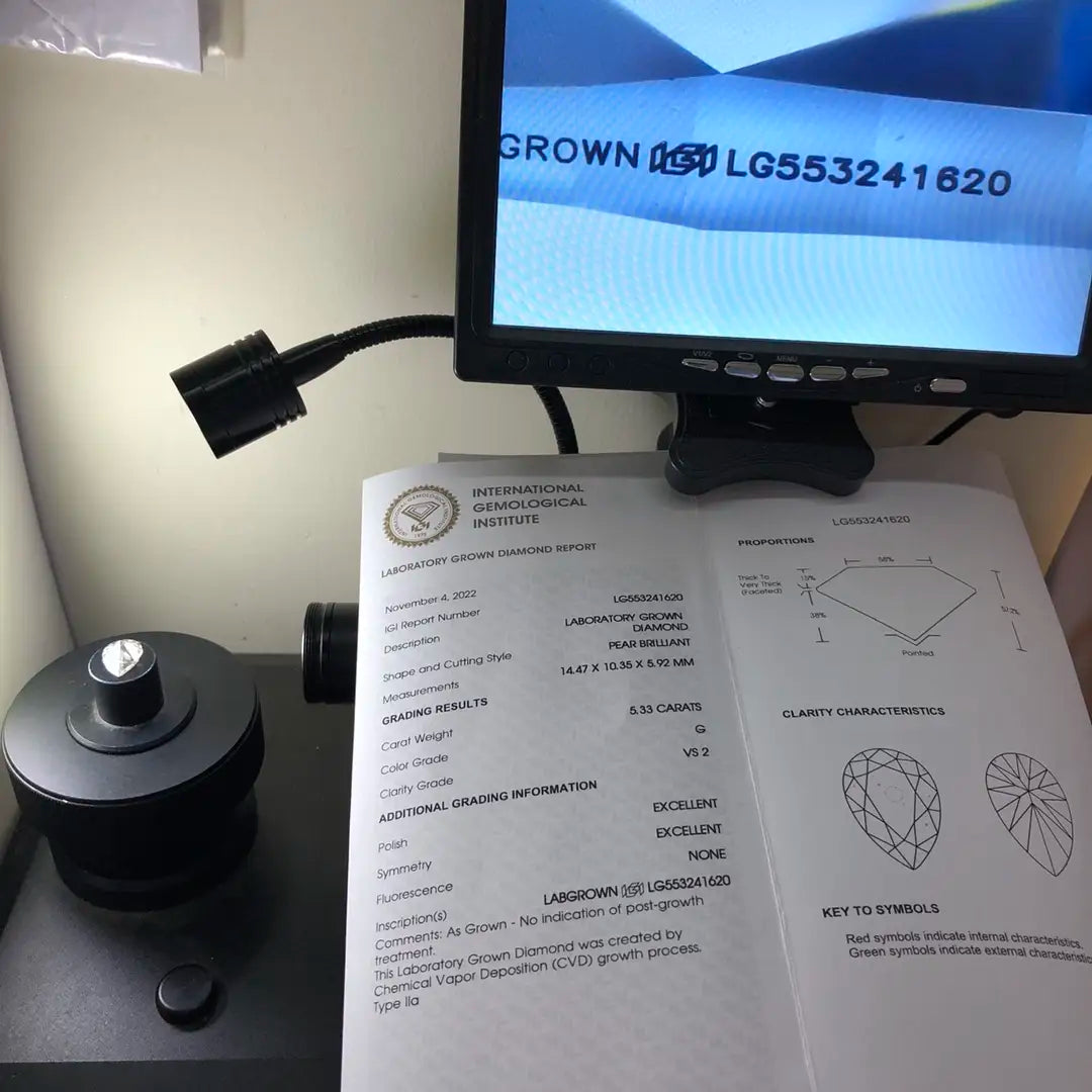 Pear Shape 5.3ct G VS2 CVD  Lab Grown Diamond IGI Certificate LG553241620