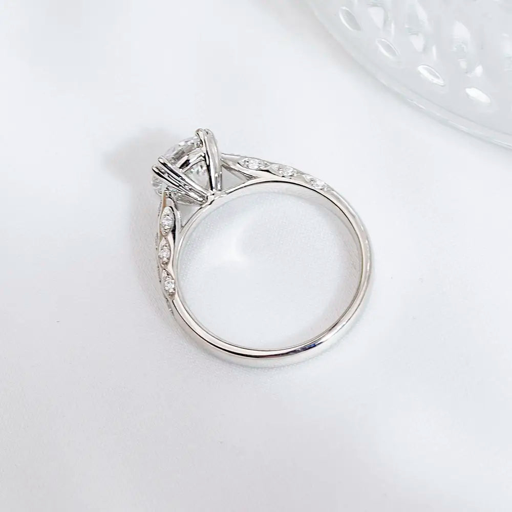 Platinum PT950 Solitaire Ring | 1.5ct Round Lab-Grown Diamond w/ Marquise Side Stones | IGI Certified