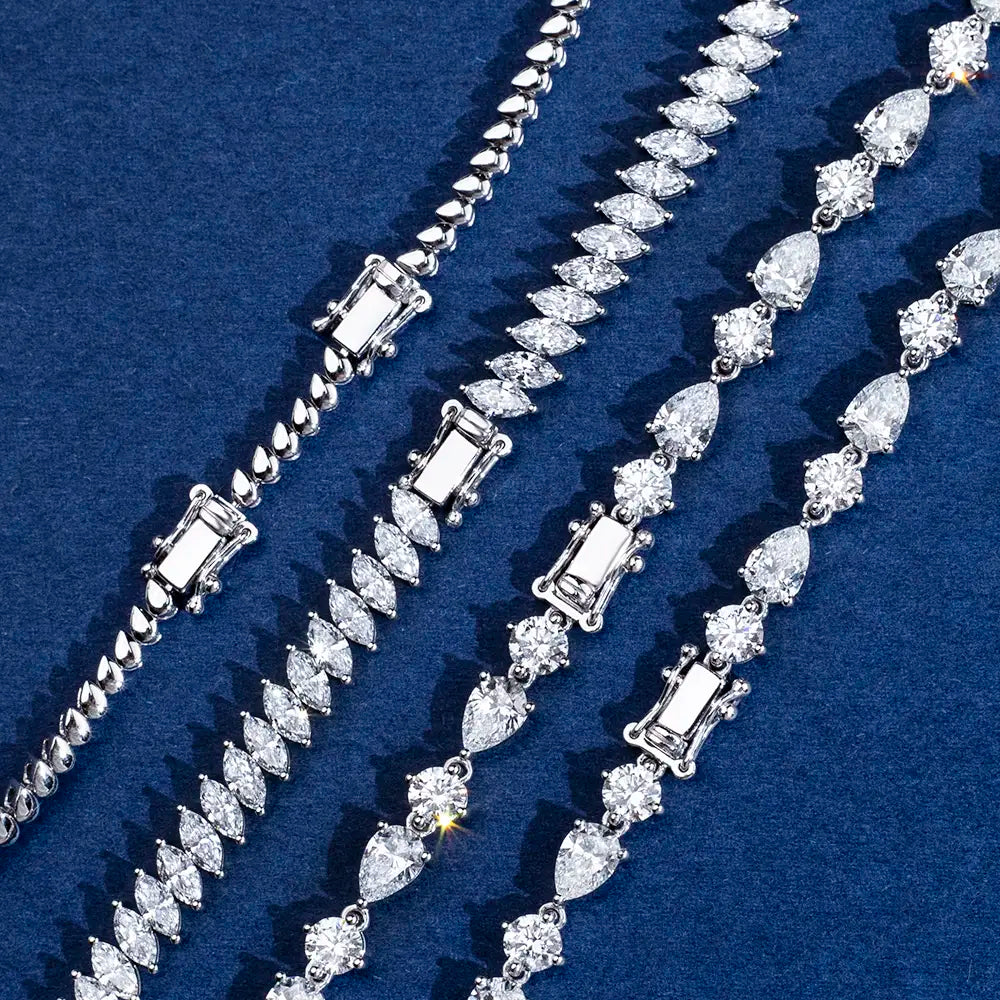 Ecogemma-853 Couture Trilogy: Custom 160+ Lab Diamond Suite in 18K White Gold (Tennis Necklace, Earrings & Ring)