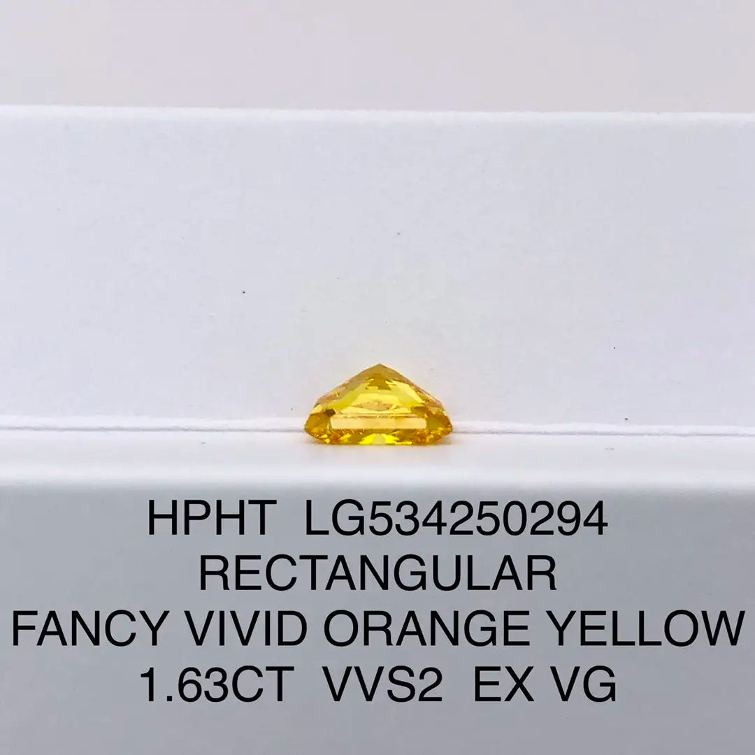 Radiant Cut 1.6ct Fancy Vivid Orange Yellow VVS2 HPHT Diamond Lab Grown Diamond IGI Certificate LG534250294