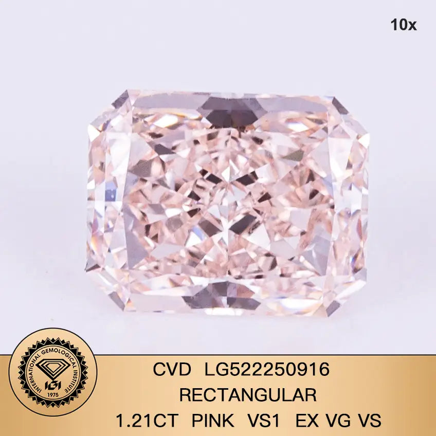 Radiant Cut 1.21ct Faint Pink VS1 CVD Lab Grown Diamond IGI Certificate LG522250916