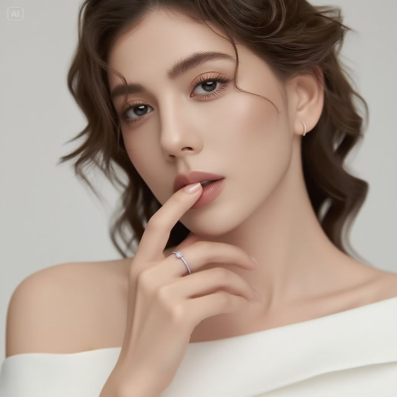 Eco-689: スターリット グレース – ラボグロウン ダイヤモンド パヴェ ソリティア リング 18K ホワイトゴールド