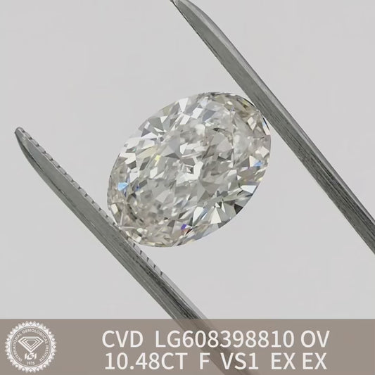 Oval Brilliant F VS1 EX 10.48ct CVD Lab Grown Diamond with IGI Certificate LG608398810