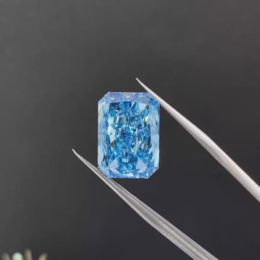 Radiant Cut 10.11ct Fancy Vivid Blue VS1 CVD Lab Grown Diamond IGI Certificate LG 700591829