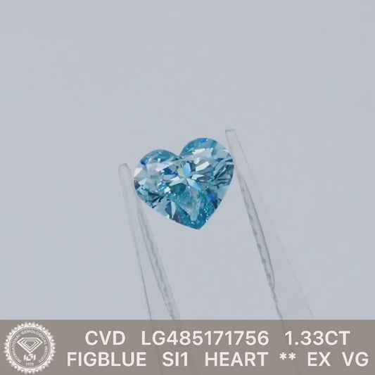 Heart Shaped Blue 1.33ct Lab Grown Diamond With IGI Certificate LG485171756