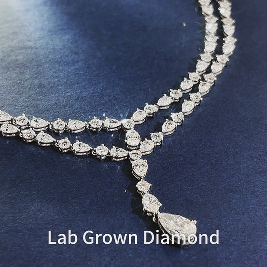 Ecogemma-853 Couture Trilogy: Custom 160+ Lab Diamond Suite in 18K White Gold (Tennis Necklace, Earrings & Ring)