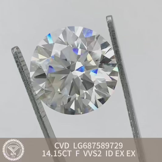 Round Cut 14.15ct F VVS2 CVD Lab Grown Diamond IGI Certificate LG687589729