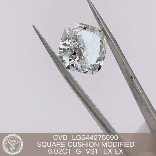 Square Cushion 6ct G VS1 CVD Lab Grown Diamond IGI Certificate LG544275590