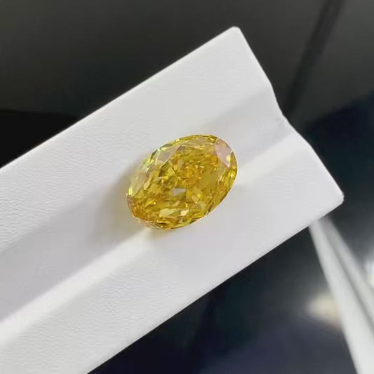 Oval Cut 14.03ct Fancy Intense Yellow VVS2 CVD Lab Grown Diamond IGI Certificate LG707570308